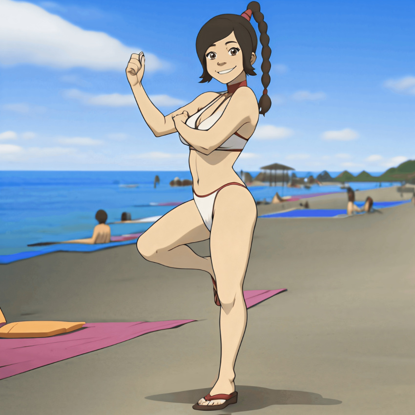 1girls ai_generated avatar_legends avatar_the_last_airbender brown_hair female fire_nation silversoul swimsuit ty_lee