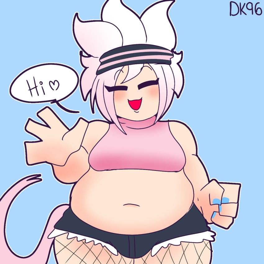 1boy agora_(daisykitty96) chubby chubby_femboy chubby_male daisykitty96 dialogue femboy fishnets short_shorts shortstack shortstack_femboy speech_bubble