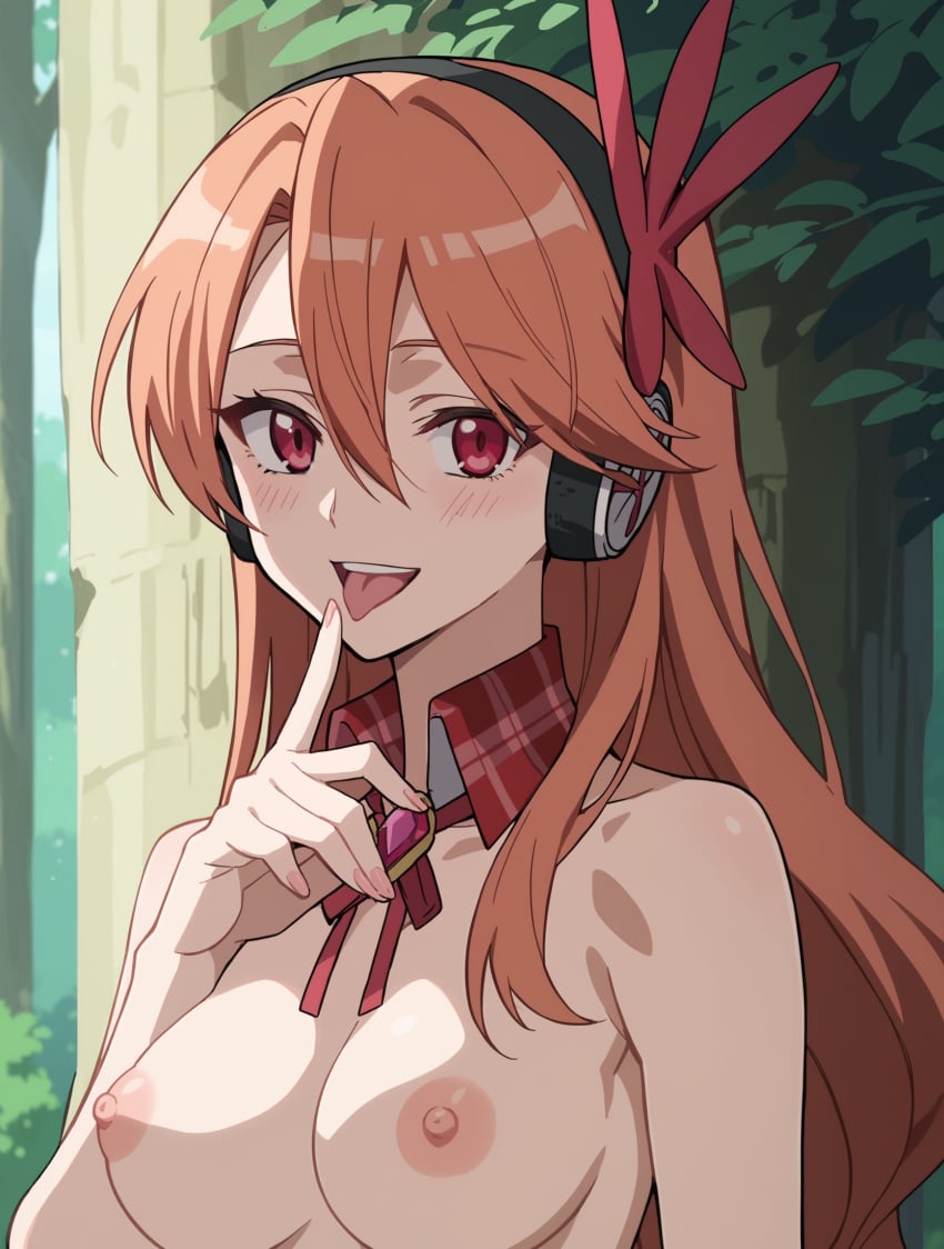 1girls ai_generated akame_ga_kill! breasts bubbleteexl chelsea_(akame_ga_kill!) completely_nude long_hair nipples nude nude_female orange_hair red_eyes