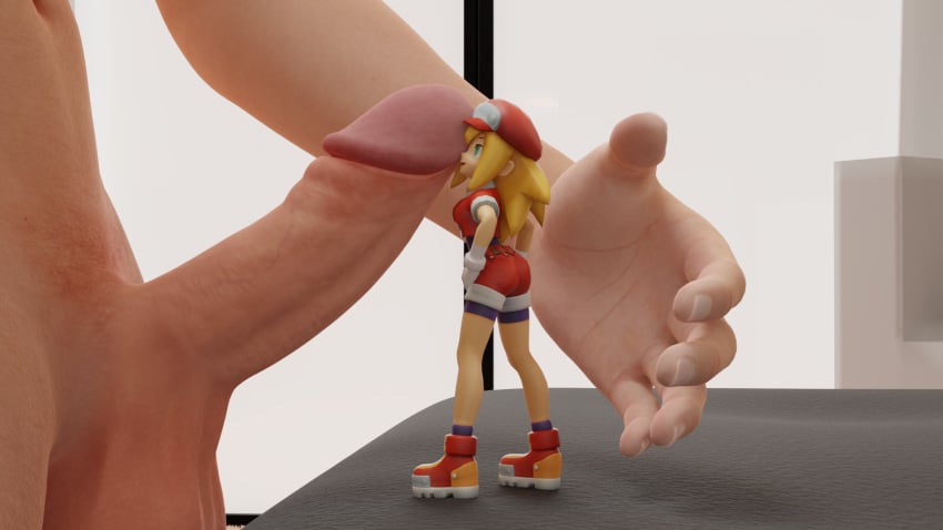 capcom erection giant giant_male giant_penis infamousmask macro male mega_man_legends micro minigirl penis_on_face roll_caskett shrunken_woman size_difference size_play smug