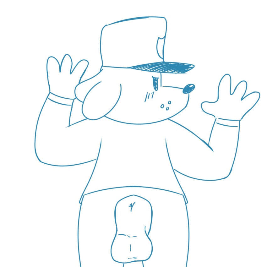 anus balls ballsack blushing dav_pilkey dogman dogman_(character) dogman_(series) furry furry_male police police_hat police_officer police_uniform solo