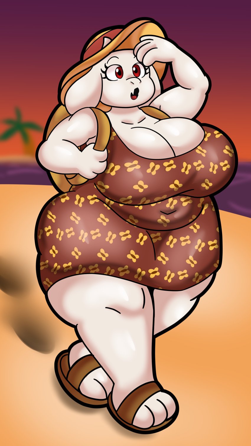 bbw beach big_breasts cleavage curvy deltarune goat huge_breasts milf someth1ngoranother sundress thick_thighs toriel undertale