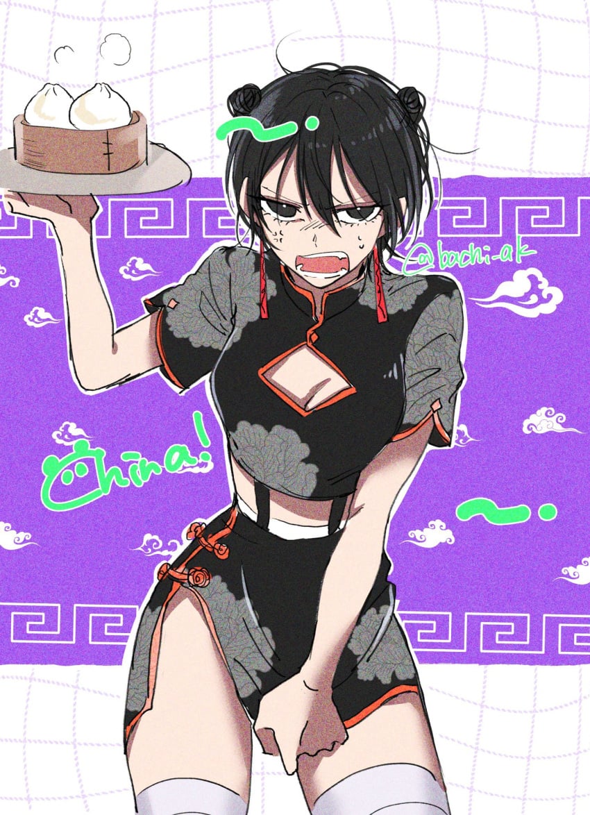 1girls angry angry_expression angry_face arms_up bachi_ak black_eyes black_hair black_outfit blush blush blush_lines blushing_at_viewer blushing_female boob_window china china_dress chinadress chinese_clothes cloud clouds digital_art digital_drawing_(artwork) digital_media_(artwork) dumpling dumplings earrings embarrassed embarrassed_female eyelashes eyelashes_through_hair eyelashes_visible_through_hair eyeliner female female_focus female_only food hi_res hiding_pussy high_resolution highres hiyuki_kagari kagurabachi legs_exposed legwear light-skinned_female light_skin nervous nervous_female pov pulling_clothing pulling_down_pants purple_background pushing_down_clothing red_earrings square_background stomach suspenders tagme text thigh_highs thigh_socks thighhighs thighs tomboy tomboys topknot veins_popping viewer_pov waiter waiter_suit waiter_tray waitress waitress_outfit waitress_uniform wavy_background wide wide_hips