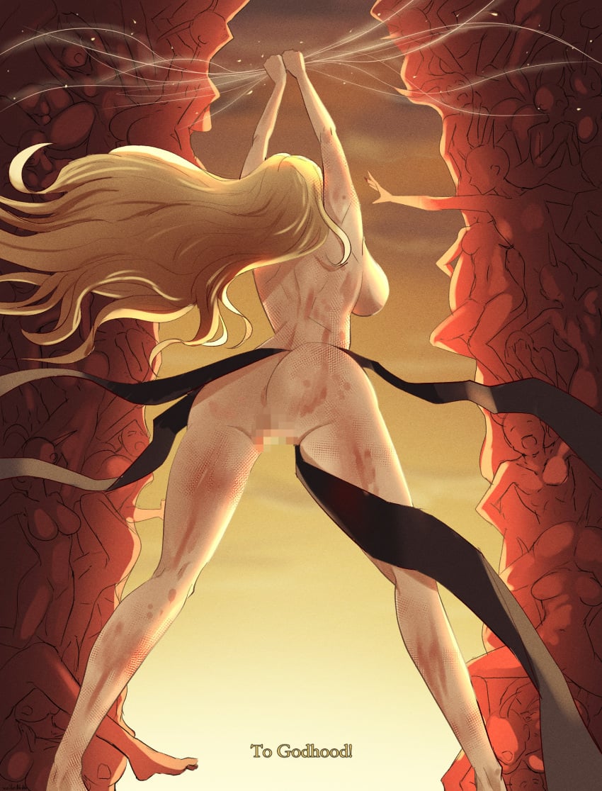 1girls big_ass big_breasts blonde_hair braid braided_hair breasts breasts_out canonical_scene cleavage comic elden_ring female female_focus fromsoftware gate_of_divinity hornsent nude numen_(elden_ring) queen_marika_the_eternal see-through shadow_of_the_erdtree shaman_(elden_ring) sitting thick_thighs thighs veiled616