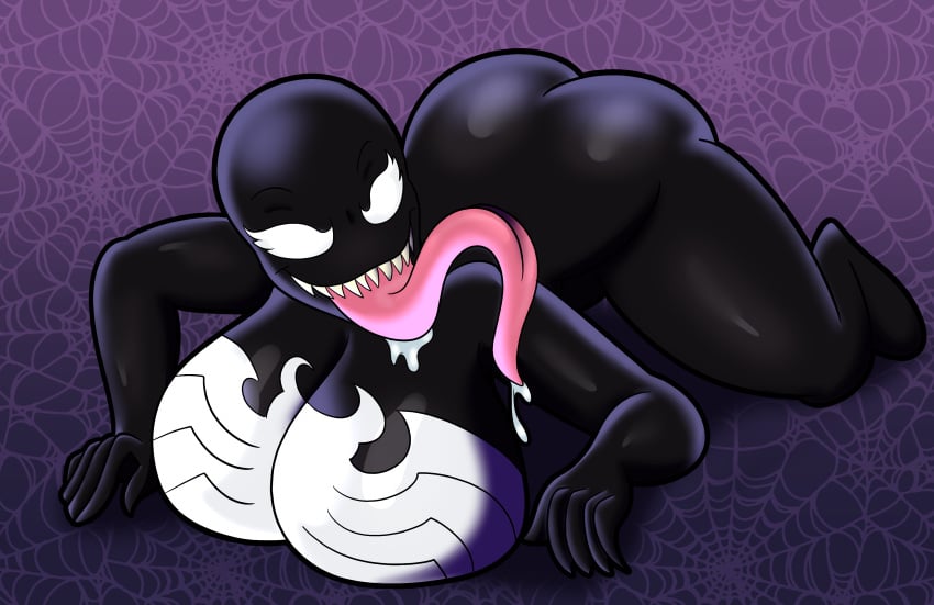 all_fours ass big_ass big_breasts halloween marvel marvel_comics saliva seductive she-venom someth1ngoranother spider-man_(series) symbiote tongue tongue_out