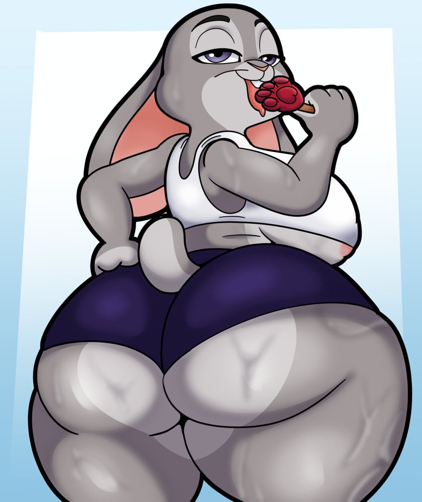 anthro areola areola_peak big_boobs big_breasts bunny curvy disney judy_hopps rabbit shortstack someth1ngoranother sweat tagme thicc zootopia