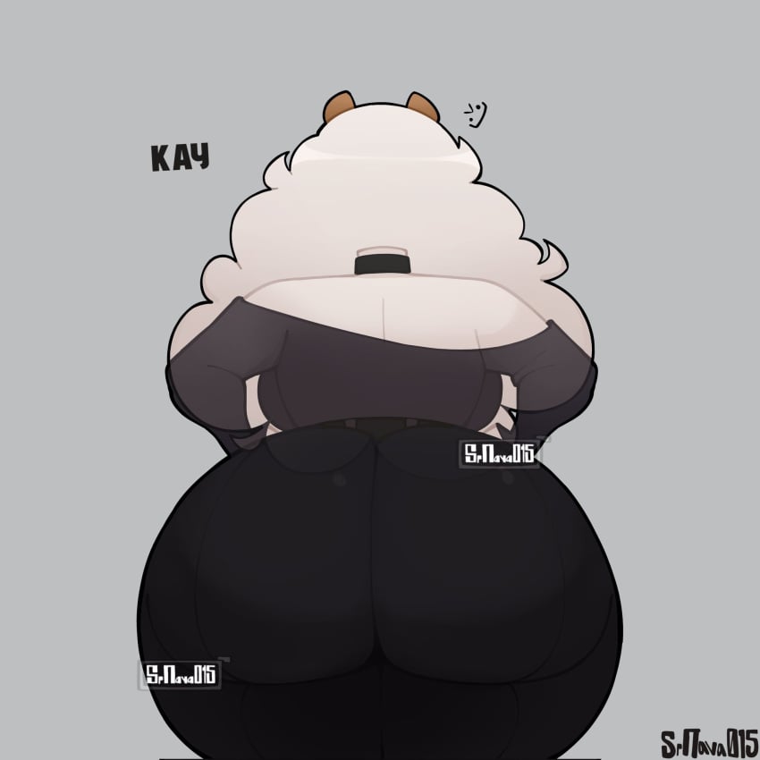 ass big_ass female fully_clothed kay_(srnava) oc original_character simple_background solo srnava white_skin