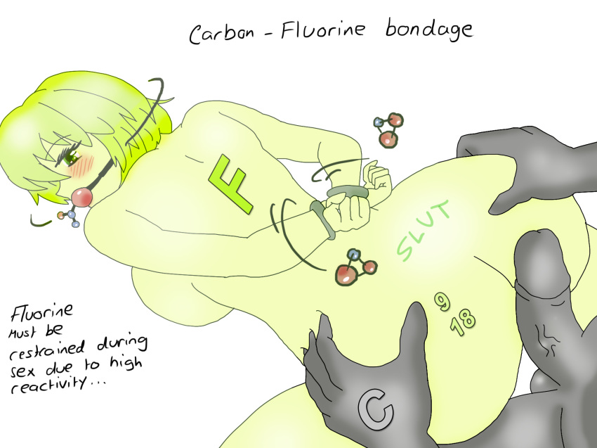 2014 4chan ass ball_gag bondage bound carbon chemical_element chemistry femsub fluorine from_behind halogen huge_cock inanimate on_floor penis science sex straight