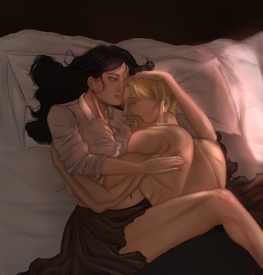 attack_on_titan bedroom half-dressed pieck_finger romantic_couple shingeki_no_kyojin zeke_jaeger