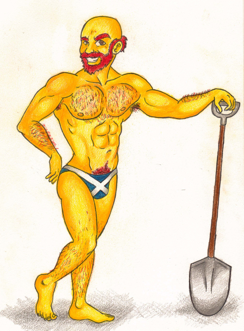 bulge flaccid groundskeeper_willie hirsute human male male_only muscles solo the_simpsons underwear