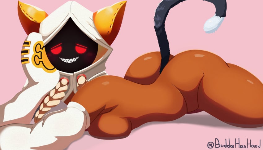 animal_humanoid big_ass big_breasts blazblue buddahashand cat_ears cat_girl cat_humanoid cat_tail catgirl curvaceous curvy curvy_figure dark-skinned_female dark_skin feline feline_humanoid humanoid kaka_(blazblue) sharp_teeth smile taokaka teeth thick_thighs wide_hips