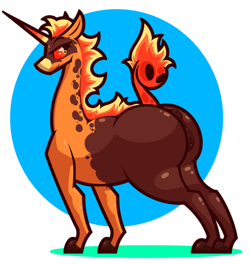 absurd_res anus ass eyelashes female feral fusion generation_1_pokemon generation_2_pokemon genitals girafarig hi_res hooves horn hybrid ikakins nintendo pokemon pokemon_(species) pokemon_fusion pussy rapidash solo standing