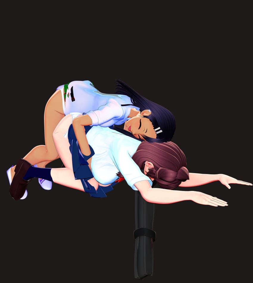 2girls amano_megumi amano_megumi_wa_suki_darake! big_ass big_breasts closed_eyes female female_on_female female_only hayase_nagatoro heperson human multiple_girls panties please_don't_bully_me,_nagatoro school_uniform skirt sleeping strap-on tanned thick yuri