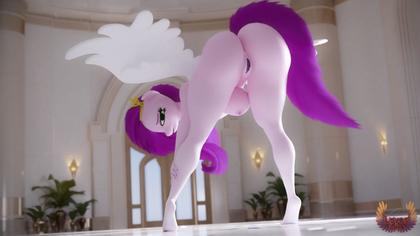 3d_(artwork) absurd_res anthro anthrofied areola ass bent_over big_breasts big_butt biped breasts detailed_background digital_media_(artwork) equid equine eyelashes feathered_wings feathers female genitals hair hasbro hi_res looking_at_viewer looking_back looking_back_at_viewer loveslove mammal mlp_g5 my_little_pony nipples nude pegasus pipp_petals_(mlp) pupils pussy solo thick_thighs wings