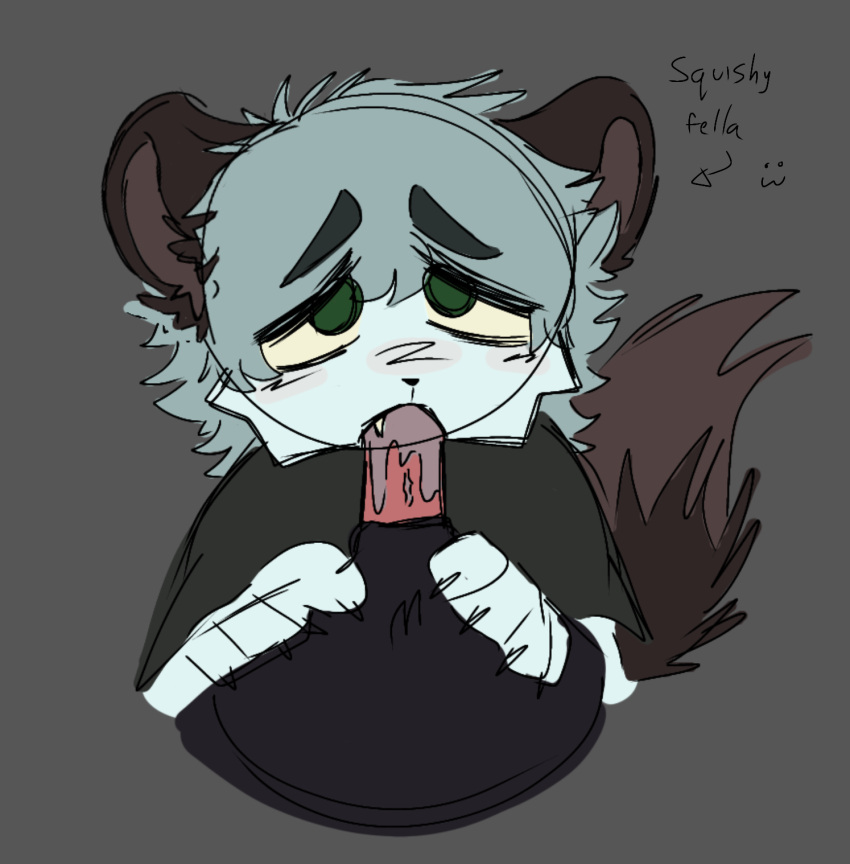 2023 anthro clovers_(purinpuppy) cock dick_sucking fangs furry old_art purinpuppy raccoon sucking_penis