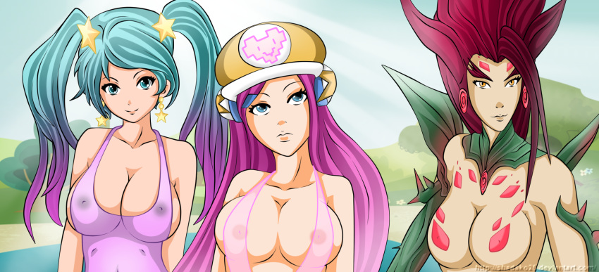 arcade_miss_fortune arcade_series arcade_sona league_of_legends miss_fortune shadako26 sona_buvelle zyra