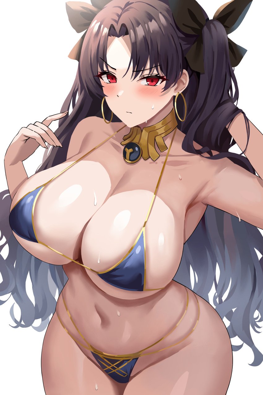 1girls alternate_breast_size bikini breasts brown_hair fate/grand_order fate_(series) female hi_res huge_breasts ishtar_(fate) jasony long_hair massive_breasts micro_bikini red_eyes