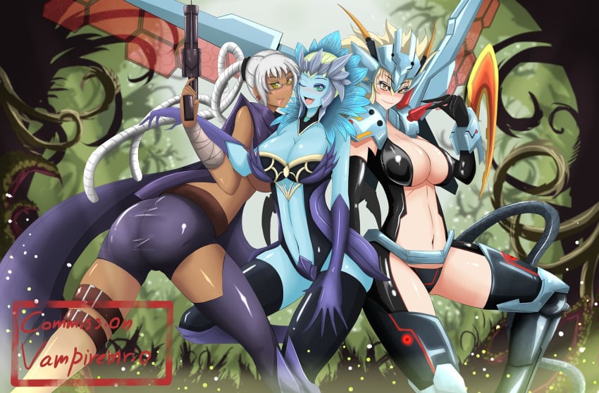 2014 death_blossom_elise eclipse_series elise_kythera_zaavan female hired_gun_lucian humanized kha'zix league_of_legends lucian_(league_of_legends) mecha_kha'zix mecha_series riot_games rule_63 vandal_series varuna00 voidborn