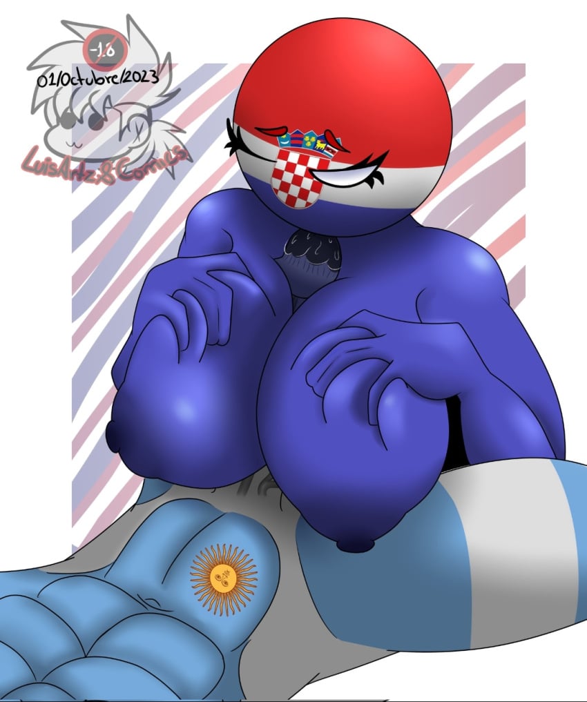 argentina argentina_(countryhumans) blowjob countryhumans countryhumans_girl croatia_(countryhumans) luisartz_(artist) tagme