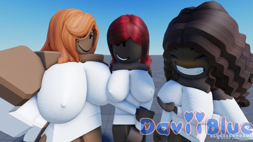 3d 3girls artist_name breasts chubby_female daviiblue huge_breasts medium_breasts roblox roblox_avatar robloxian skinny_females small_breasts tagme tagme_(artist) watermark