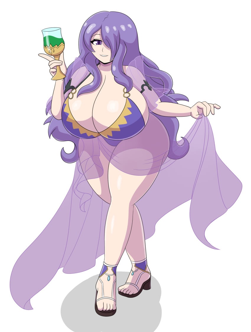 bikini camilla_(fire_emblem) camilla_(summer)_(fire_emblem) cup female female_only fire_emblem fire_emblem_fates mechspazer solo thick_thighs