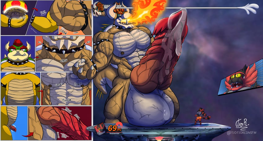 69_(number) abs absurd_res alternate_version_at_source anthro arm_growth artist_name balls biceps big_balls big_muscles big_pecs big_penis bodily_fluids body_size_growth boss_battle bowser bracelet cel_shading claws clothing collar colored comic cosmic_background detailed_background digital_drawing_(artwork) digital_media_(artwork) duo english_text erection excessive_genital_fluids excessive_precum expansion felid feline fingers fire fungus fur gameplay_mechanics generation_7_pokemon genital_fluids genital_growth genitals giga_bowser giga_mushroom growth growth_lines growth_orgasm growth_sequence gui hair health_bar hi_res horn huge_balls huge_cock hyper hyper_balls hyper_genitalia hyper_penis incineroar interface jewelry knot koopa limb_growth macro male male_only mammal mario_(series) muscle_growth muscular muscular_anthro muscular_growth muscular_male mushroom neck_growth nintendo nipples nude onomatopoeia open_mouth orgasm outside pecs penis penis_growth pokemon pokemon_(species) precum red_body red_fur red_hair scalie shaded shell signature simple_background size_difference size_transformation smile sound_effects space spiked_collar spikes super_mario_bros. super_smash_bros. surprised_expression tail teeth text thorns throbbing tiotiored torn_clothing transformation transformation_sequence vein veiny_abs veiny_arms veiny_balls veiny_knot veiny_legs veiny_muscles veiny_penis video_game_reference wet widescreen yellow_body