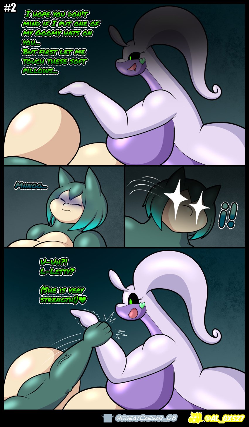 2girls absurd_res al_gx anthro ass belly big_breasts big_butt breasts chubby chubby_female duo female female/female game_freak generation_1_pokemon generation_6_pokemon generation_9_pokemon goo_creature goodra green_body hi_res huge_breasts huge_butt letty_(greatcaesar) mature_female multiple_girls nintendo opal_(al_gx) overweight overweight_female pokemon pokemon_(species) purple_body sleep_walking sleeping slightly_chubby slightly_chubby_female snorlax tail text