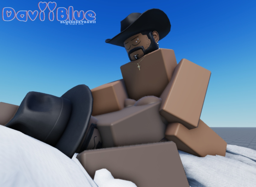 3d artist_request ass ass_grab bed bed_sheet black_hair black_penis daviiblue doggy_style fedora gay moaning roblox roblox_avatar robloxian shy_expression source_request tagme