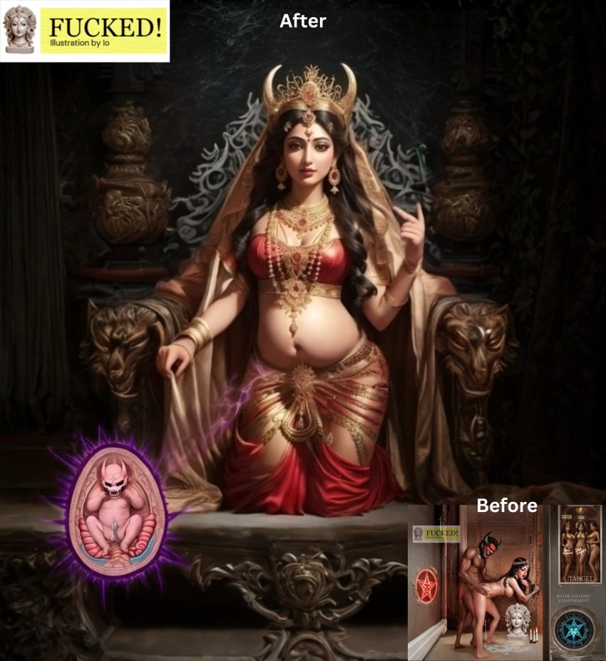 ai_generated demon female goddess_parvati_hentai hindu_mythology impregnation indian parvati