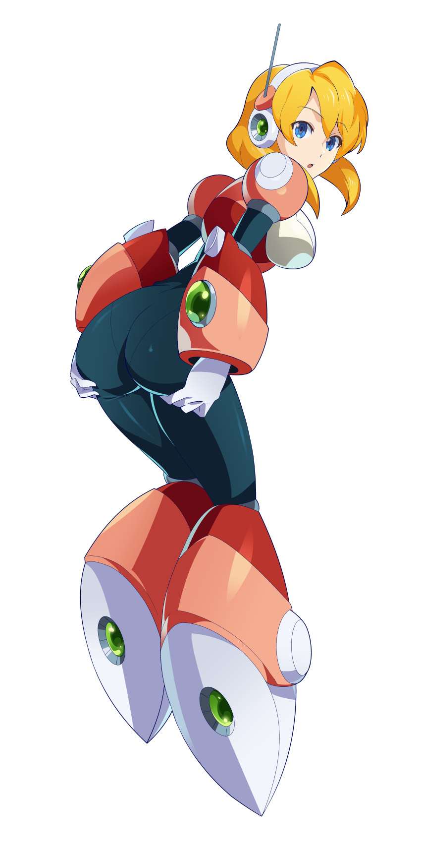 alia artstyle_imitation ass_focus commission fanart holding_butt leotard mega_man mega_man_x mega_man_x_dive niyuyu reploid startled