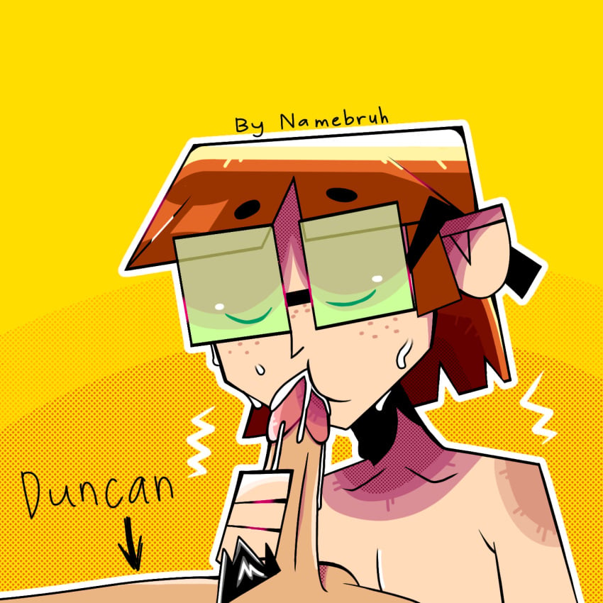 cock cock_hungry duncan_(tdi) gay ginger green_eyes harold_(tdi) naked nerd penis sweat total_drama_(series) total_drama_island