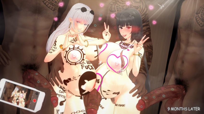 1000th_post 3d big_breasts black_male blacked bulging_stomach dark-skinned_male gangbang jabami_yumeko kakegurui koikatsu lactation lipstick lipstick_mark momobami_kirari monster_cock pregnant reverse_cowgirl_position stomach_bulge tattoos time_skip voluptuous voluptuous_female