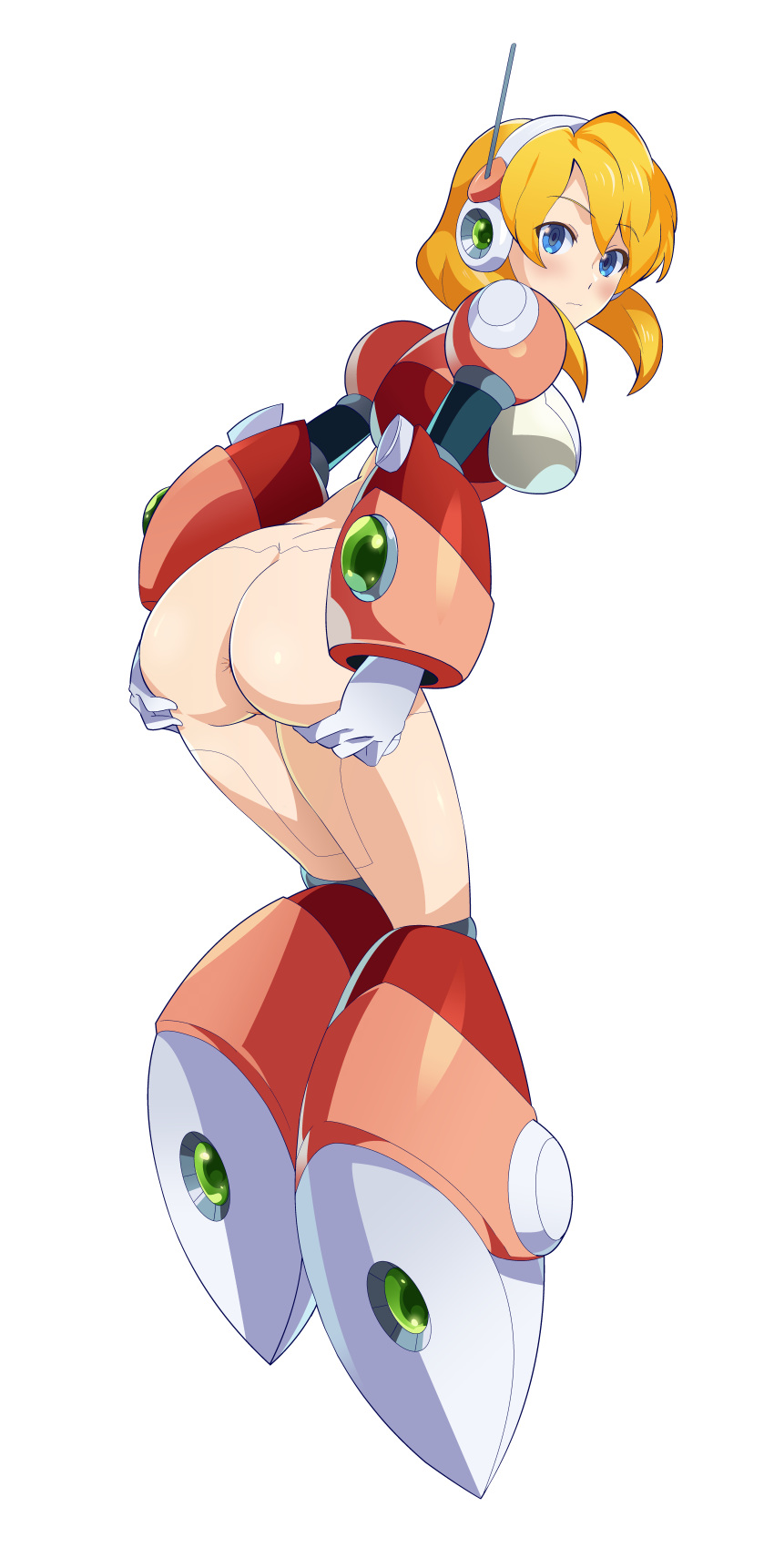 alia artstyle_imitation ass_cheeks ass_focus asshole blush commission holding_butt mega_man mega_man_x mega_man_x_dive niyuyu partially_nude reploid