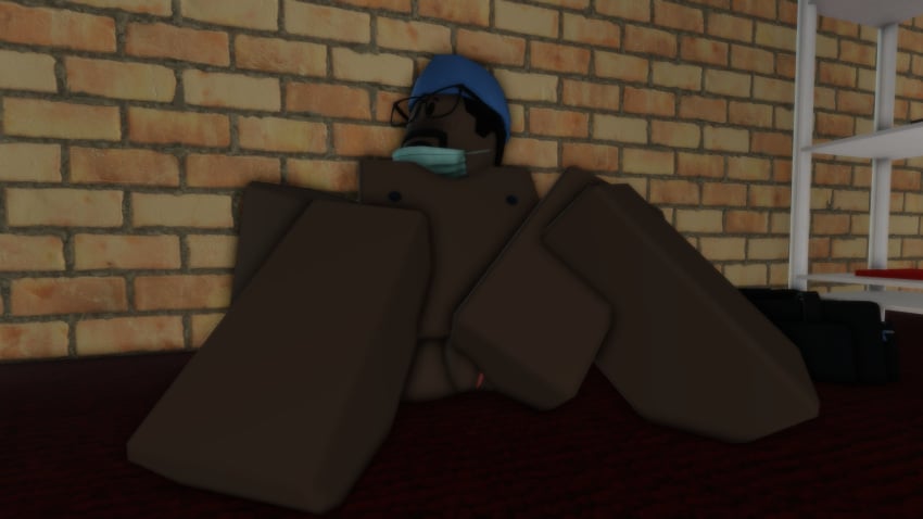 3d aroused black_body blush davii freckles_on_face getting_caught glasses hospital masturbating naked_male nipples open_pussy roblox robloxian storage_room tagme