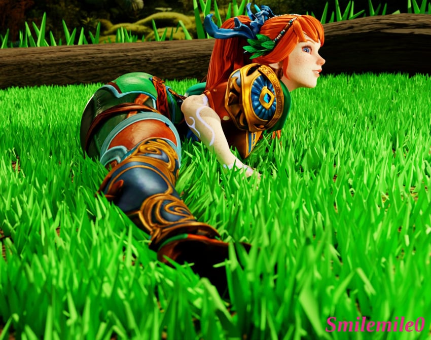 1girls 3d artemis big_ass clothing european_mythology freckles freckles_on_ass ginger goddess greek_mythology huge_ass looking_back nature on_stomach outdoors pawg red_hair smilemile0 smite spread_butt