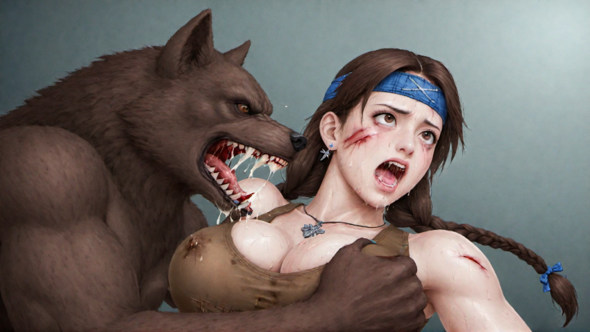 ai_generated breast_grab defeated defeated_heroine feral furry humiliation julia_chang namco stable_diffusion street_fighter_x_tekken tekken tekken_3 tekken_4 tekken_5 tekken_5_dark_resurrection tekken_6_bloodline_rebellion tekken_7 tekken_bloodline tekken_tag_tournament tekken_tag_tournament_2 werewolf wrestling_ring