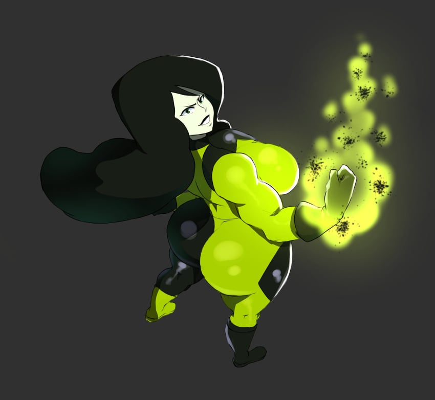 1girls ass big_breasts black_hair bodysuit crossnsfw disney disney_channel kim_possible shego thick_thighs