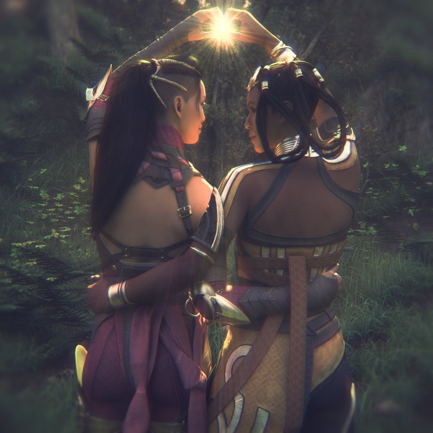 2girls 3d 3d_(artwork) 3d_model albyffs canon canon_couple couple female female/female female_focus female_only first_post_of_artist happy looking_at_each_other lovers loving_couple mileena mortal_kombat mortal_kombat_1_(2023) netherrealm_studios princess princesses romantic romantic_ambiance romantic_couple tanya_(mortal_kombat) together valentine's_day yuri