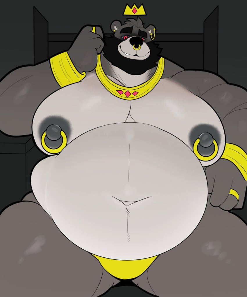 anthro bear belly big_belly big_nipples fat furry gruff_(milkblend) huge_breasts male_only milkblend moobs nipple_piercing ursid ursine