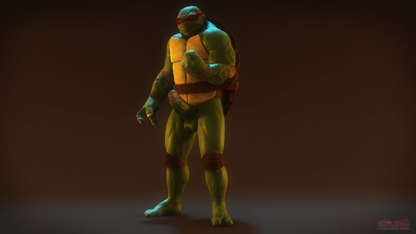 1boy 2_toes 3d barefoot darkviper199027 feet furry furry_only male male_only muscles pads penis raphael reptile scalie solo teenage_mutant_ninja_turtles thick_penis toes turtle