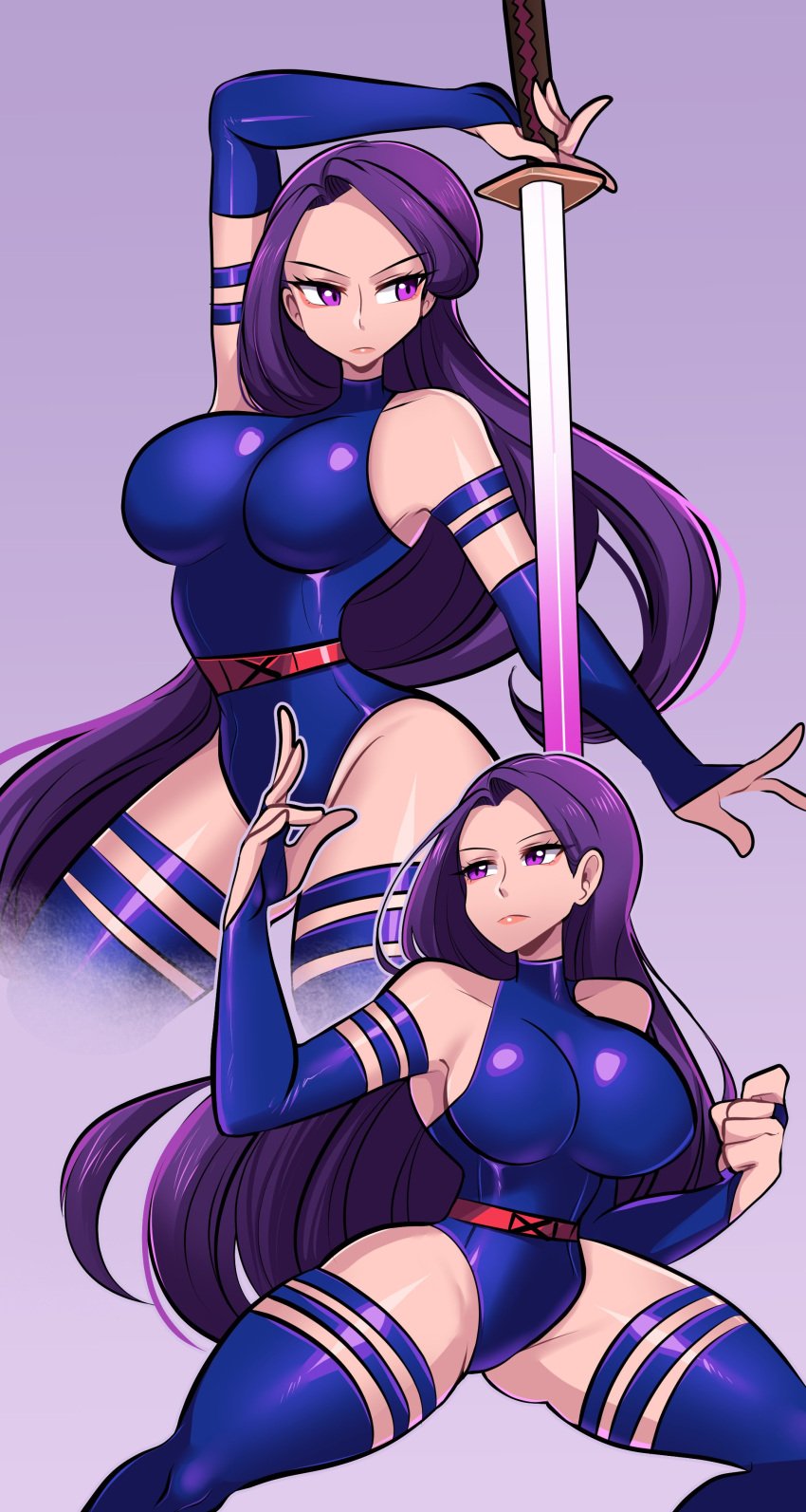 1girls breasts marvel marvel_comics missandydandy psylocke purple_hair thick_thighs thighhighs thighs x-men