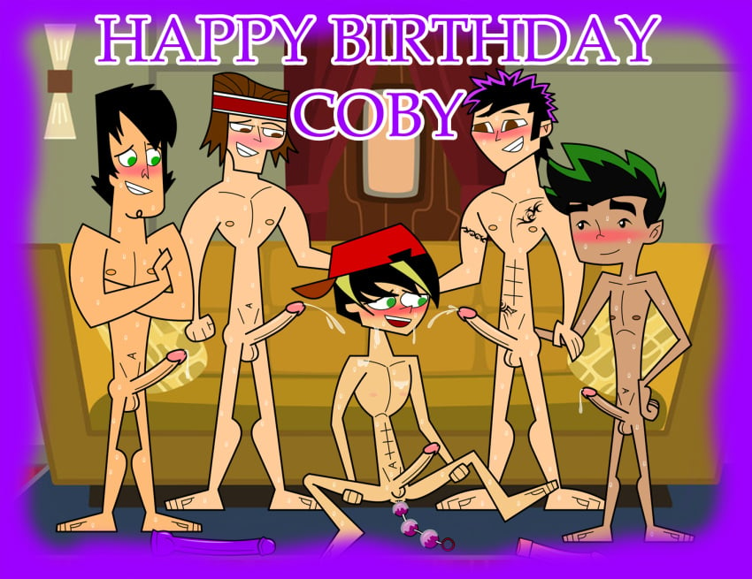 5boys after_orgasm american_dragon:_jake_long anal_beads anal_masturbation anal_object_insertion backwards_baseball_cap balls black_hair brown_eyes brown_hair bukkake character_request coby_(total_drama_island_do_over) crossed_arms crossover cum cum_drip cum_on_face cum_on_upper_body cumshot dildo disney disney_channel erection four_on_one gay green_eyes group_sex hair hand_on_ass hands_behind_head hat headband headgear human human_only indoors inside jake_long legs_held_open long_dildo long_penis male male/male male_only nude penis penis_size_difference size_difference smiles spread_legs sweat tattoos teeth testicles total_drama_island trent_(tdi) two_tone_hair tyler_(tdi) vibrator yaoi