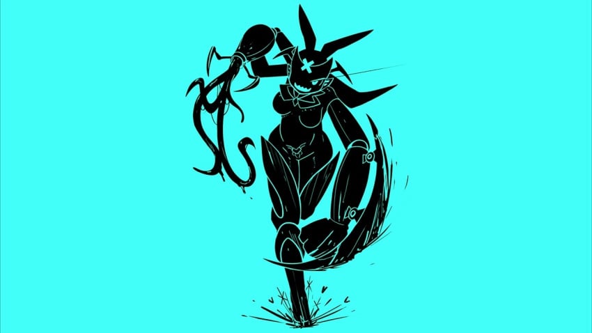 black_silhouette blade inking nwobproject oc original_character robot robot_girl silhouette tagme tentacle triplex_(nwobproject) ultrakill vbuh