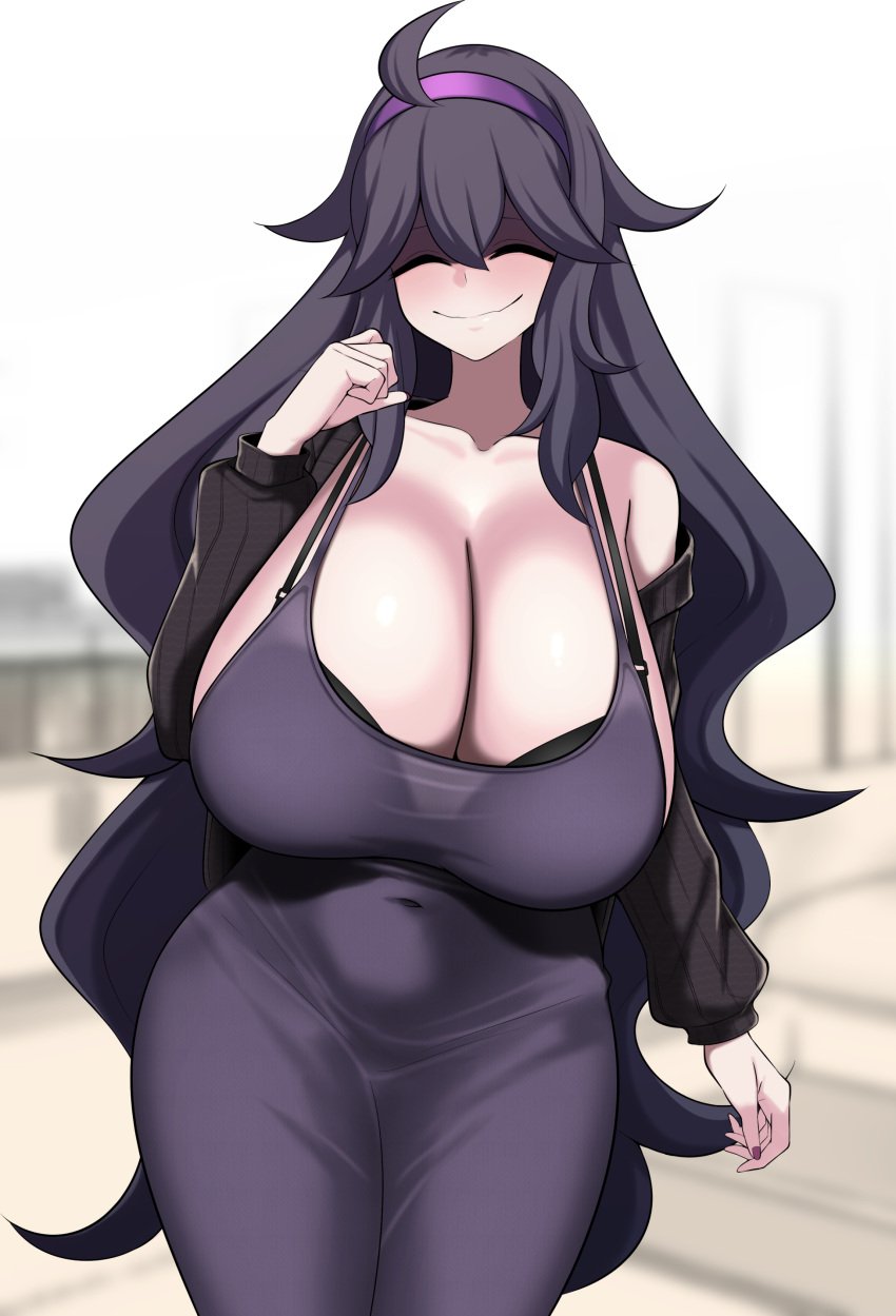 1girls @_@ absurdres ahoge black_bra blush bra breasts cleavage covered_erect_nipples covered_navel creatures_(company) dongtan_dress dress female female_focus fingernails game_freak hairband half-closed_eyes hex_maniac highres holding holding_bra holding_underwear holding_unworn_clothes huge_breasts kurorettsu long_hair looking_at_viewer matching_hair/eyes nail_polish navel nintendo open_mouth pale_skin pokemon pokemon_xy presenting_bra purple_dress purple_eyes purple_hair purple_nails shiny_skin sidelocks sitting solo steam underwear wide_mouth