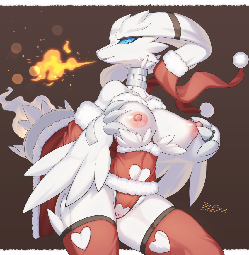 1girls anthro areola areolae breasts breasts_out breasts_out_of_clothes female female_focus female_only furry furry_only hi_res highres nipples no_bra partially_clothed partially_clothed_female pokemon pokemon_(species) reshiram solo solo_female solo_focus topless zinfyu