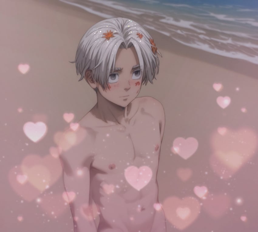 1boy 1male ai_generated asian asian_male beach blush boy chinese doll femboy gay izana_kurokawa kawaii little_brother naked only_male ready_for_sex ready_to_fuck smaller_male submissive_male sweet tokyo_revengers twink