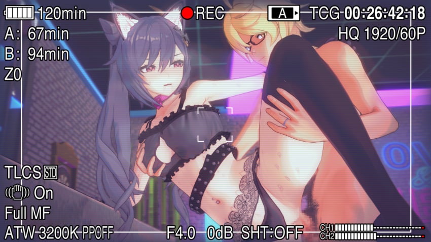 1boy 1girls 3d aether_(genshin_impact) artist_request holding horny_female keqing_(genshin_impact) koikatsu long_hair mihoyo pleasure_face recording sex straight vaginal_penetration vaginal_sex