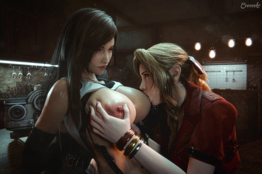 2girls 3d _tits aerith_gainsborough aroused_female big_breasts big_tits boobs bra_lift breast_grab breast_squeeze breast_squish breast_sucking ceeeeekc eye_contact final_fantasy final_fantasy_vii lesbian_couple lesbian_focus lesbian_pleasure licking_tits naughty_face nipple_suck nipples ponytail shirt_lift shirt_up slim_waist stomach sucking sucking_breast sucking_huge_breast sucking_nipples suspenders tank_top tifa_lockhart tits tits_out turned_on woman_sucking_breast yuri