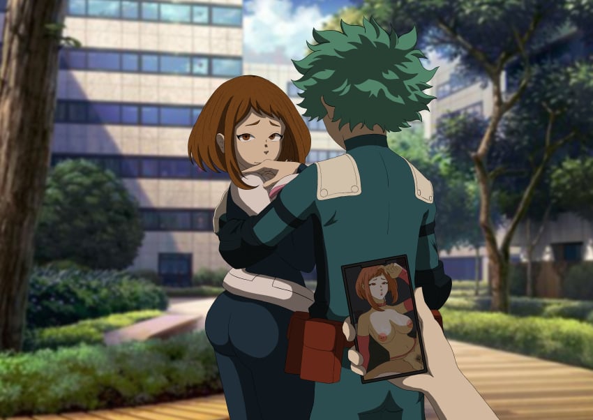 big big_ass big_breasts big_butt boku_no_hero_academia cellphone cheating cheating_girlfriend cum cum_in_mouth cum_in_pussy cum_on_breasts deku midoriya_izuku my_hero_academia n0tnat netorare ntr nude_female ochako_uraraka photo picture_frame stealing_girlfriend student uraraka_ochako uraraka_ochako_(hero_outfit)