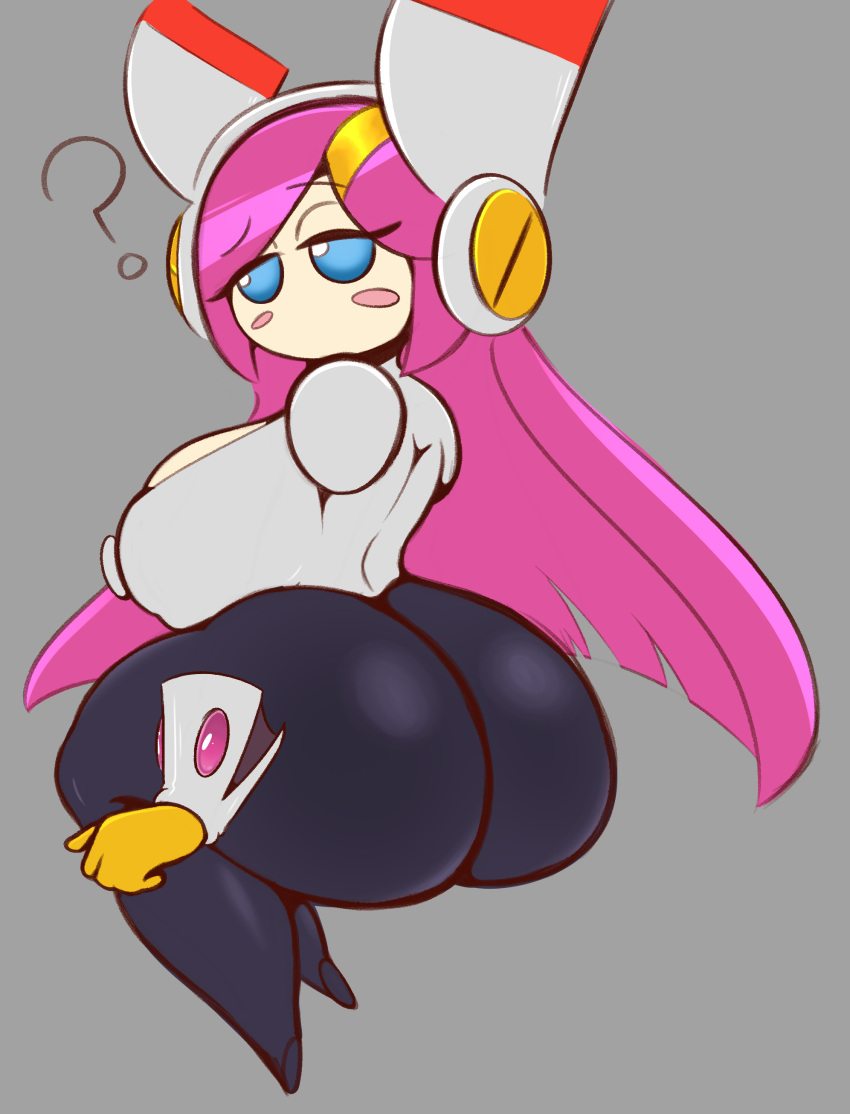 2024 big_ass black_tights blue_eyes kirby kirby_(series) kirby_planet_robobot nappery nappery_(artist) nintendo pink_hair question_mark susanna_patrya_haltmann susie_(kirby) yellow_gloves